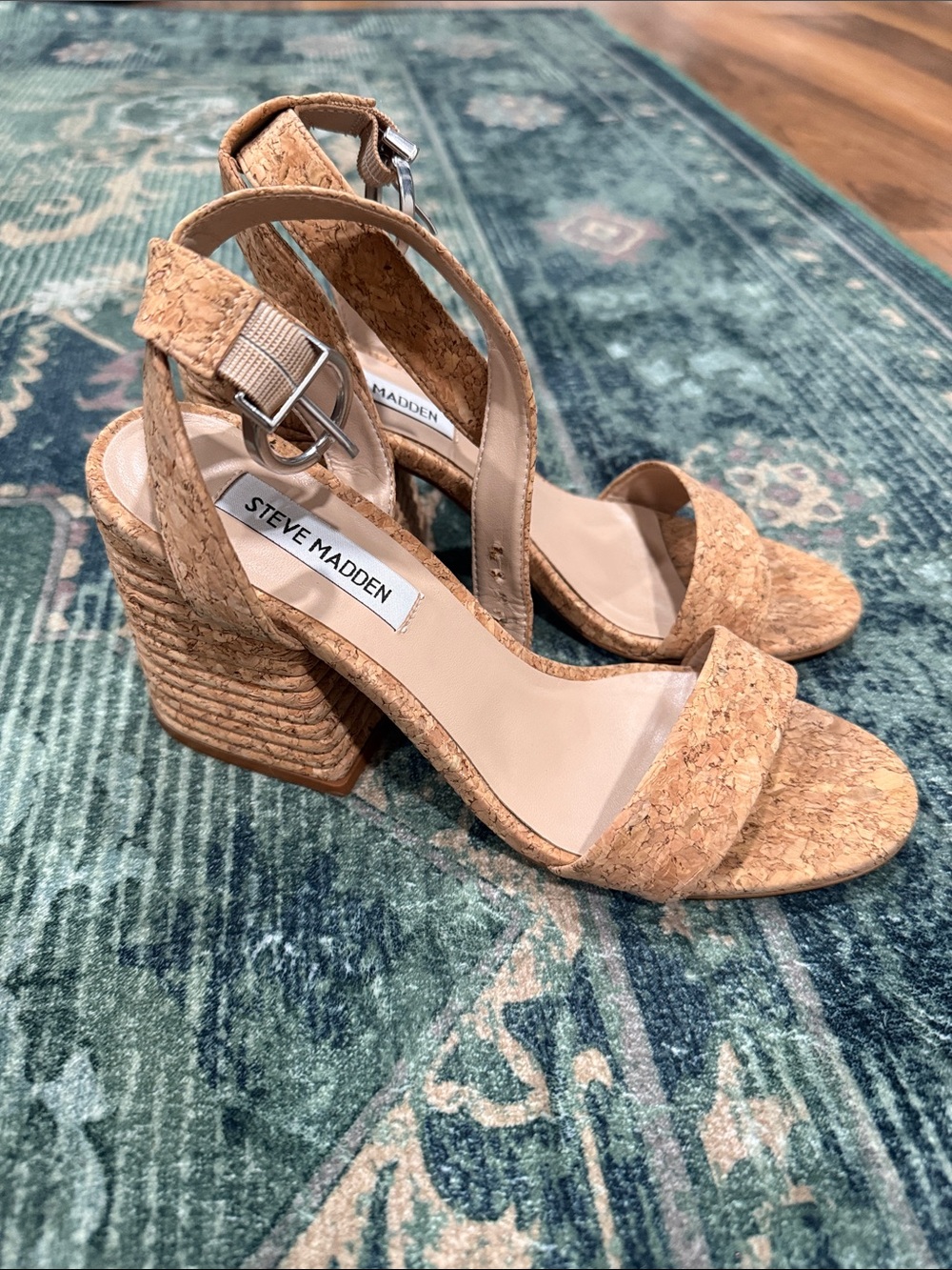 Steve Madden Cork Block Heel Sandal size 6
